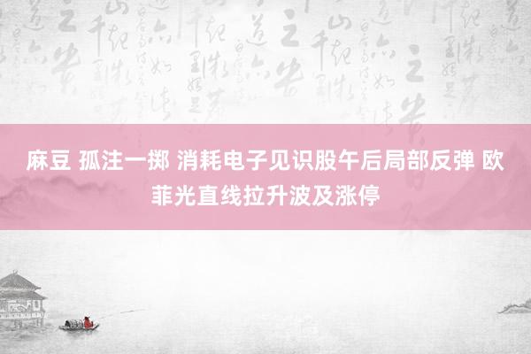 麻豆 孤注一掷 消耗电子见识股午后局部反弹 欧菲光直线拉升波及涨停