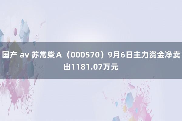 国产 av 苏常柴Ａ（000570）9月6日主力资金净卖出1181.07万元