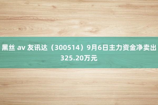 黑丝 av 友讯达（300514）9月6日主力资金净卖出325.20万元