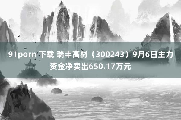 91porn 下载 瑞丰高材（300243）9月6日主力资金净卖出650.17万元